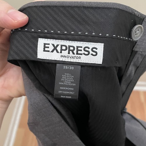 Express Gray Wool Skinny Fit Innovator Full Suit With Shirt & Tie Size 36R Small - Picture 18 of 22