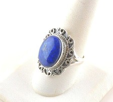 Sterling Silver 14 ct Oval Lapis Lazuli Ring