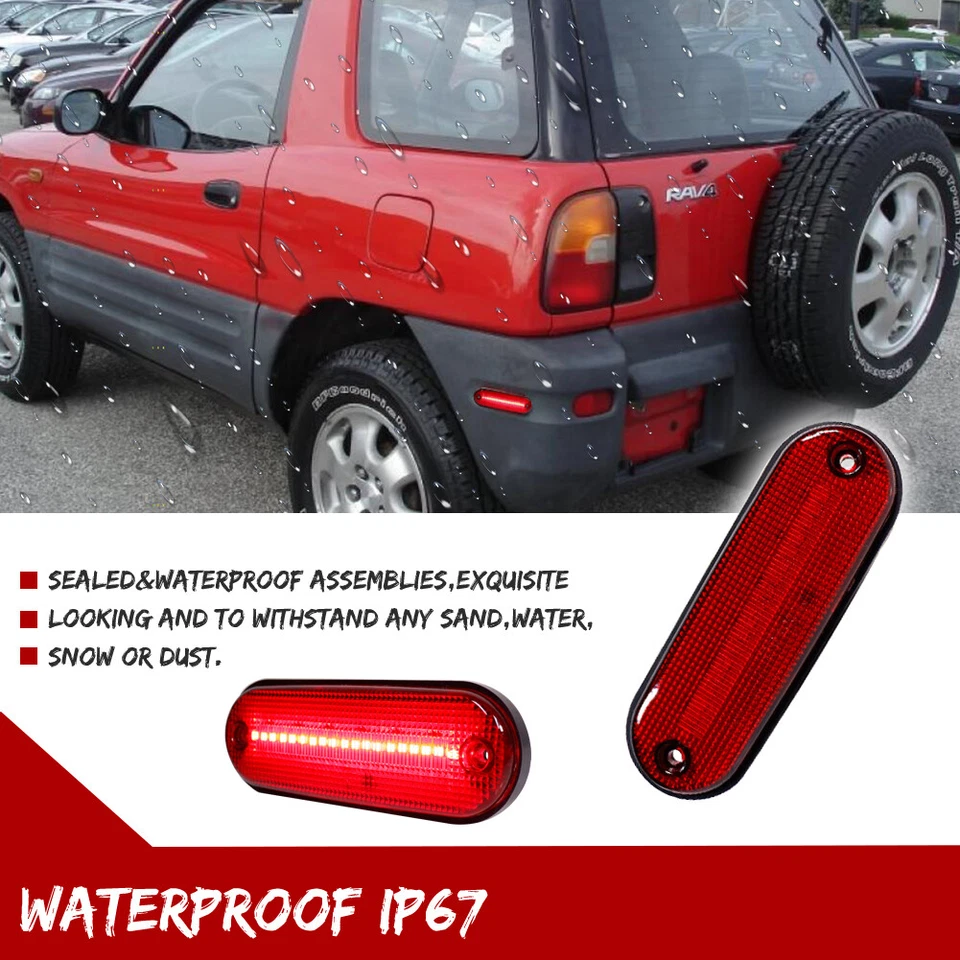 For Toyota RAV4 1996 1997 1998 1999 2000 Red Rear Bumper LED Side Marker Lights - Image 4 of 4