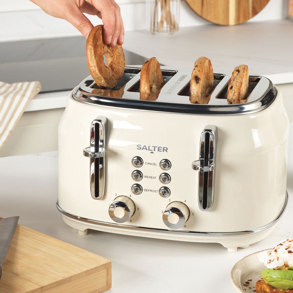Salter Retro 4-Slice Broodrooster - Brede Sleuven, 6 Bruiningsniveaus
