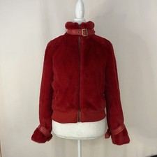 My Twin Twinset Faux Fur Teddy Plush Full Zip Adjustable Jacket Womens Sz Xs