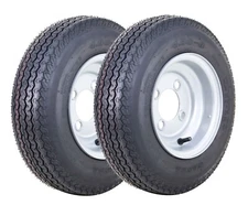 2 WANDA  Trailer Tire Assembly 4.80-8 6-Ply Silver Rim 4 Lugs on 4"