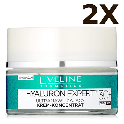 2x Eveline Hyaluron Expert Tag und Nacht Anti-Falten Creme 30+ 50ml
