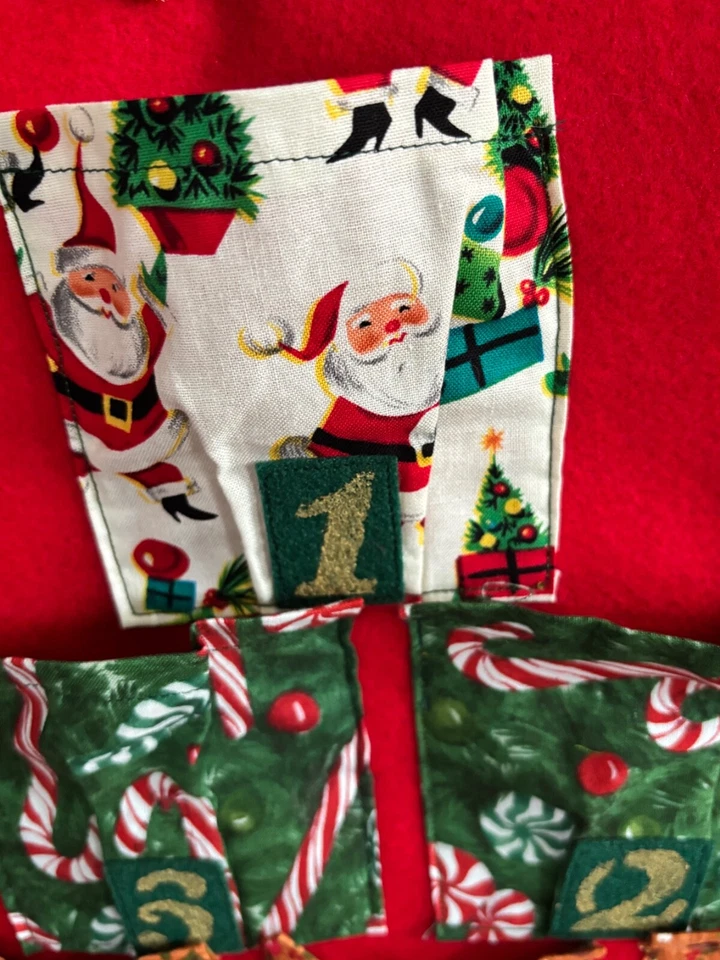 Handmade Hanging Holiday Advent Calendar with pockets - Image 2 of 4