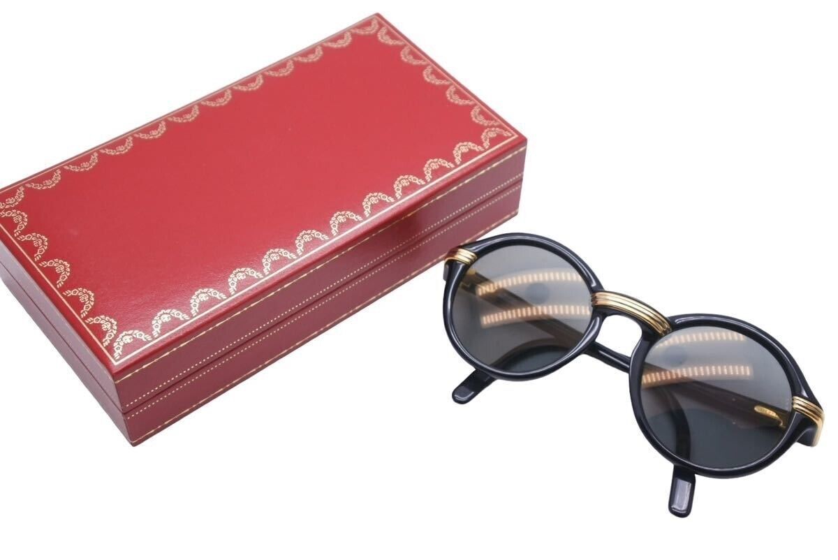Cartier Vintage Trinity Round Sunglasses Blue Black Unisex Cartier Vintage Trinity Round Sunglasses Blue Black Unisex