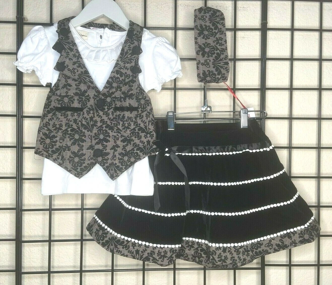 NEW NWT Black Ebony Velvet Beautiful 4PC Skirt SET-Mini Treasure Kids 5/6Y