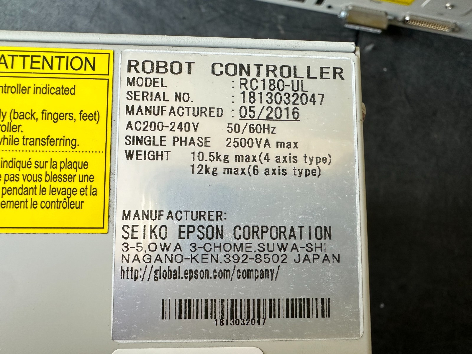 EPSON RC180 ROBOT CONTROLLER ONLY 2 LEFT