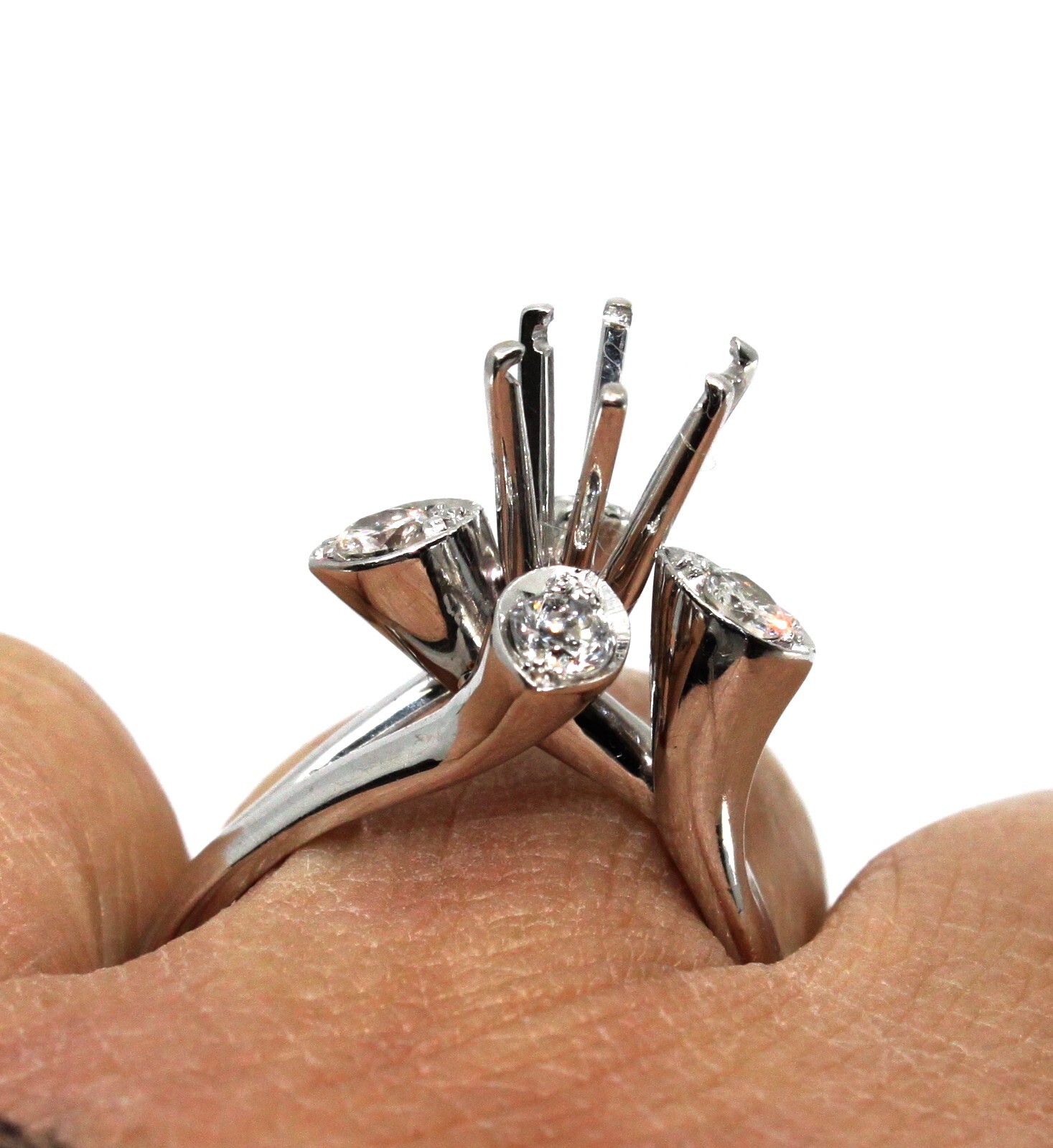 14k Solid White Gold Diamond Four Leaf Engagement… - image 20