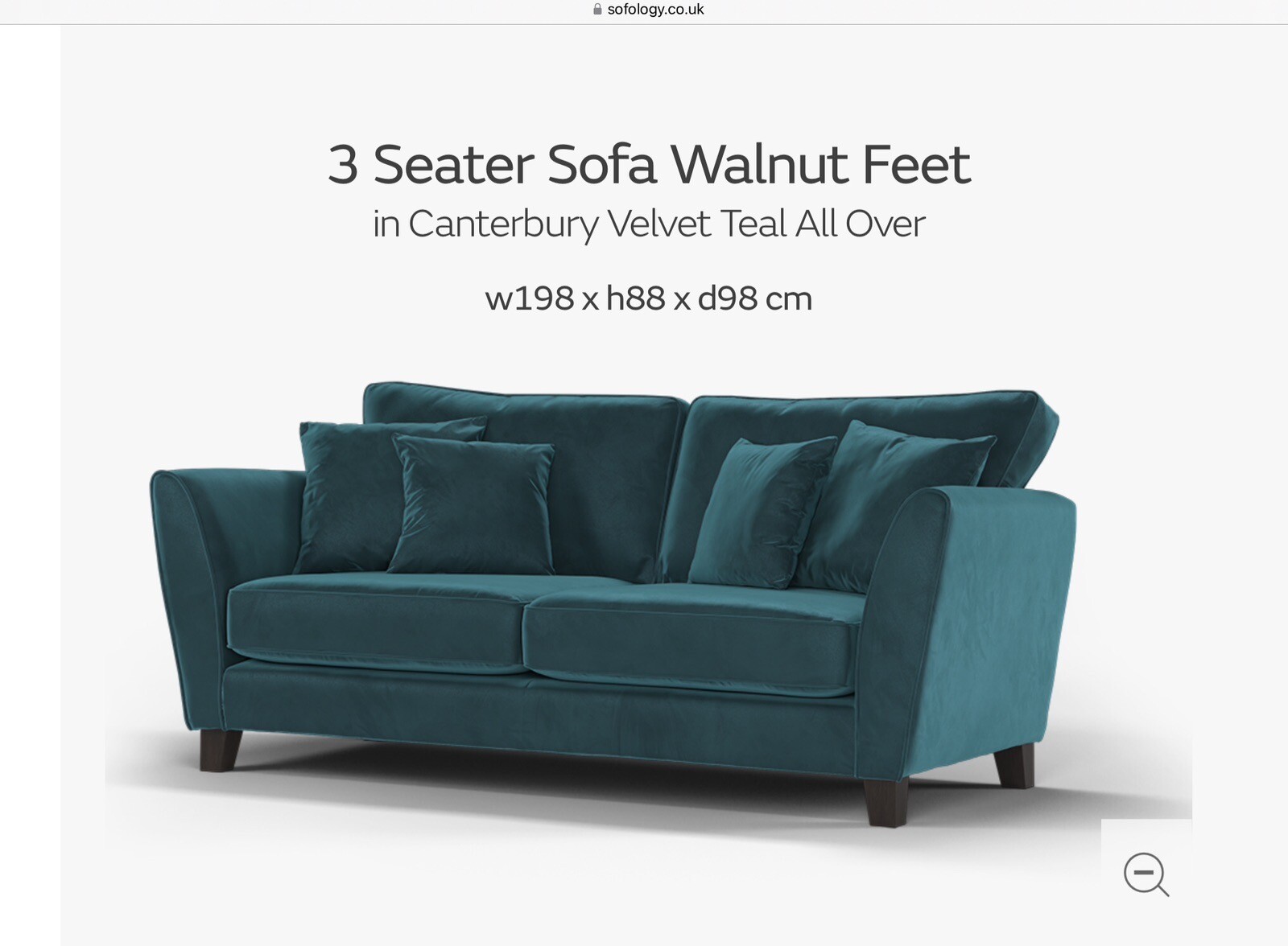 3 Seater SOFOLOGY CANTERBURY Sofa In TEAL VELVET RRP £1099 BARELY USED eBay