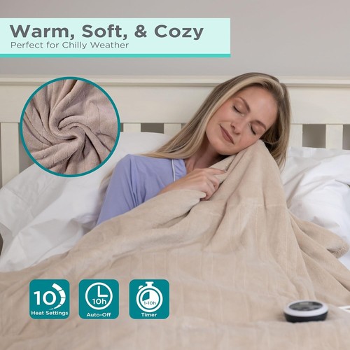 BLACK+DECKER Heated Queen Blanket, 84" x 90”, 10 Heat Settings, 10-Hour Timer - Picture 7 of 16