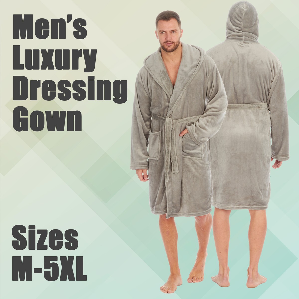 men's floor length dressing gown uk Thom Sweeney - Charcoal Brushed Cotton Dressing Gown