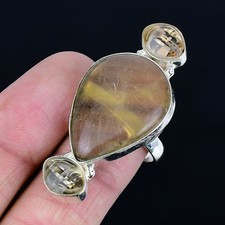 Alluring Fluorite, Citrine Gemstone 925 Sterling Silver Jewelry Ring Size 8