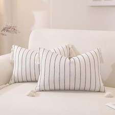 Decorative Boho Throw Pillow Covers 20x12 Inch 20" x 12" Pack of 2 Dusty Blue