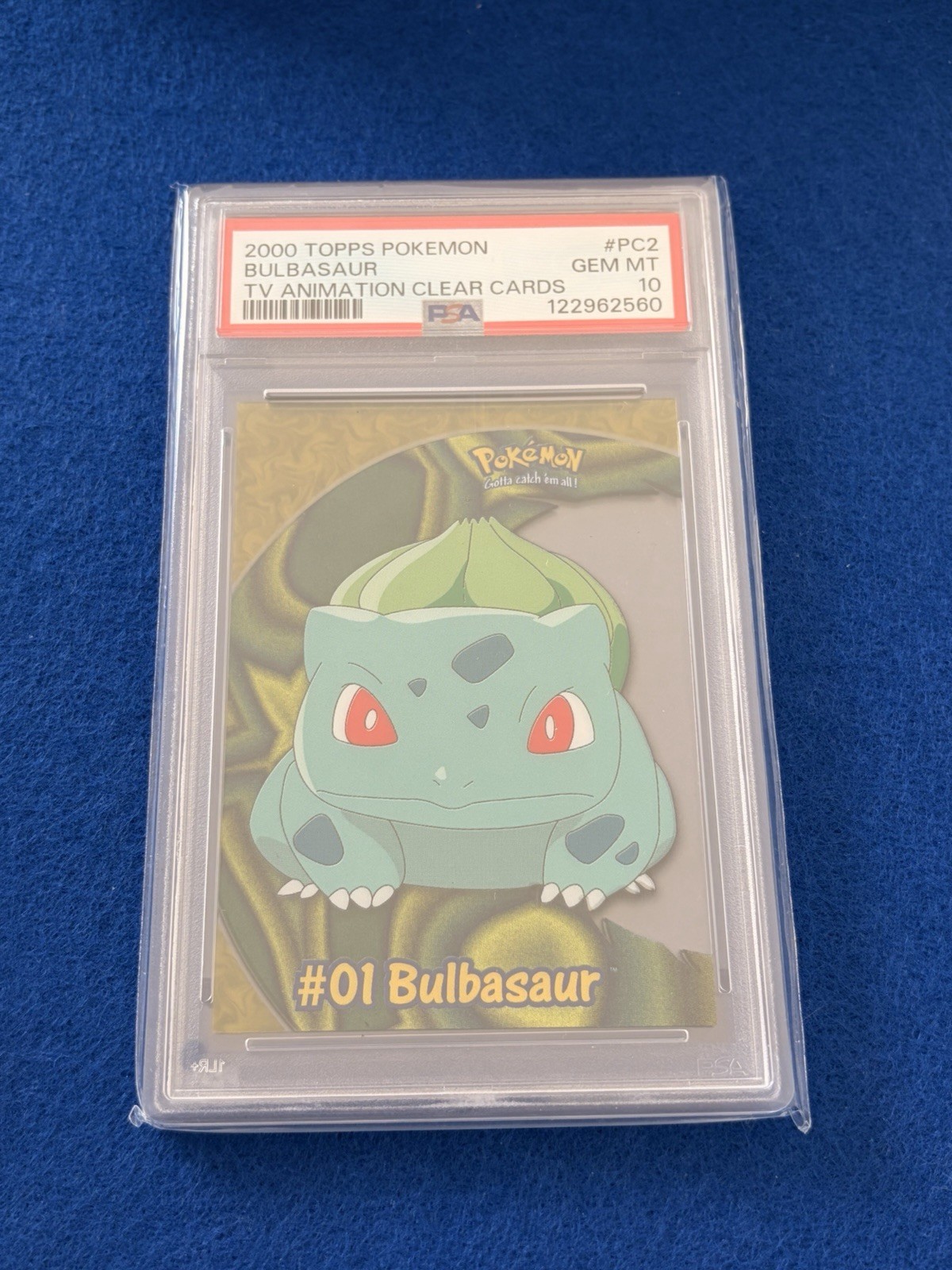 PSA 10 GEM MINT Pokemon Bulbasaur Topps Clear Card PC2 2000 TV Animation