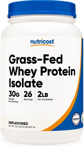 Nutricost Grass-Fed Whey Protein Isolate Unflavored 2LBS