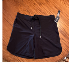 Nautica Men s Black Solid Swim Trunks Size M 9" Inseam Drawstring