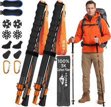 3K Carbon Fiber Collapsible Trekking Poles for Men & Women | Telescoping Walking