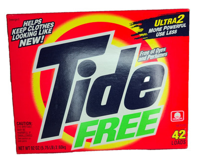 Tide Free Ultra 2 50th Powder Laundry Detergent 42 loads 92 Oz NOS Prop USA 1996