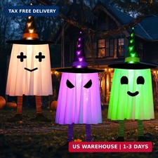 3 Pack Halloween Hanging Ghosts Halloween Decorations Outdoor, Lighted Glowing G