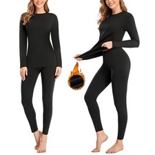 2 Pack Thermal Underwear for Women Long Johns Winter Warm Fleece Lined Base L...