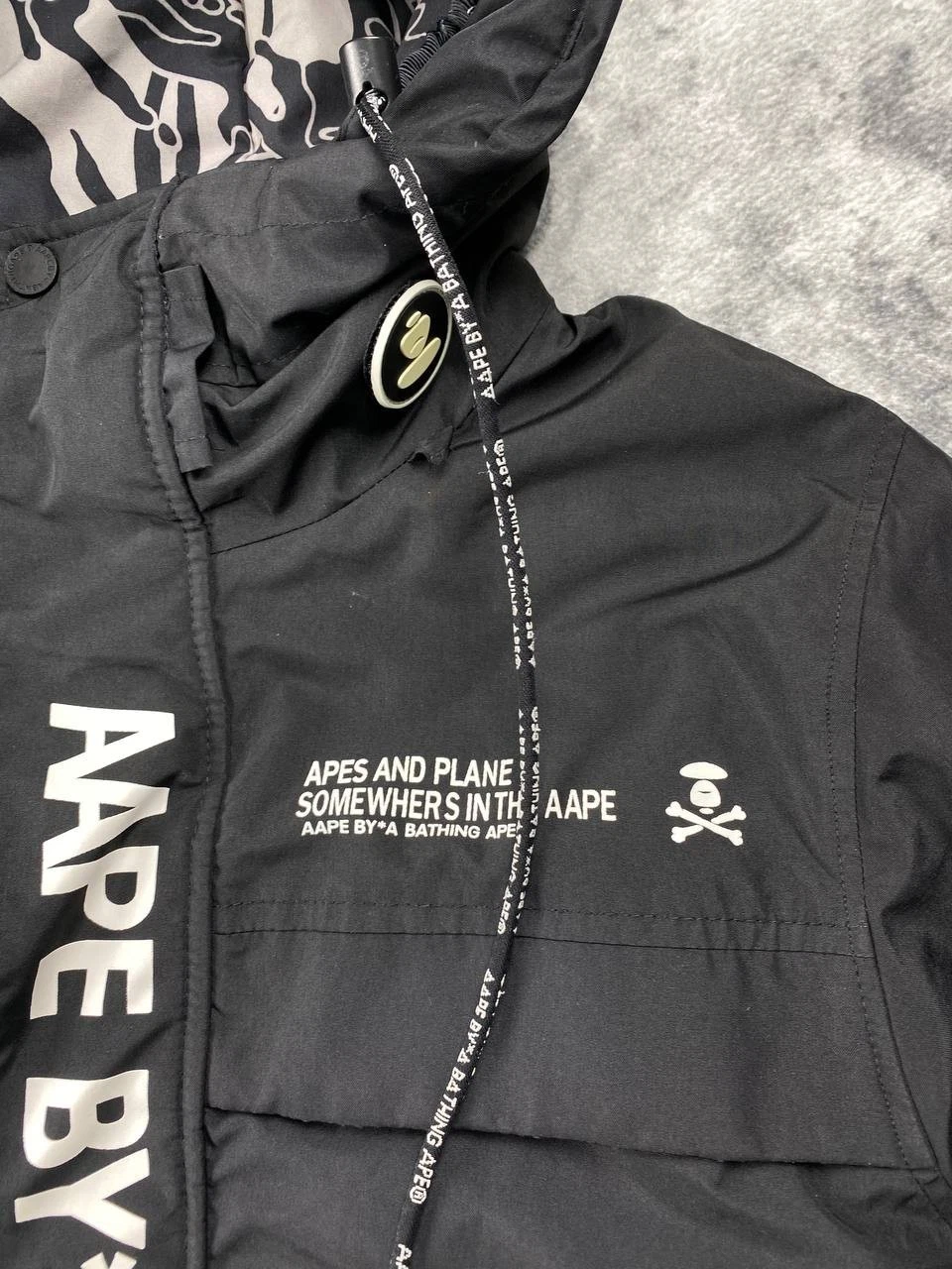AAPE By A Bathing Ape Hooded Down Jacket Parka Men Size S Black  image 5