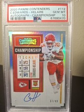 2020 Contenders C Edwards Helaire Auto Championship Ticket /49 Rookie PSA 10
