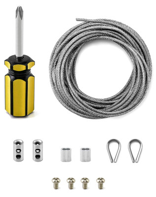   Edelstahldrahtseil 6 m/2 mm, Drahtseil Set, M2 Crimpschlaufe, M2 Drahtseil Hül