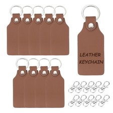 10Pcs Leather Keychain Blanks 22mm ID x 28mm OD Square Shaped,Brown