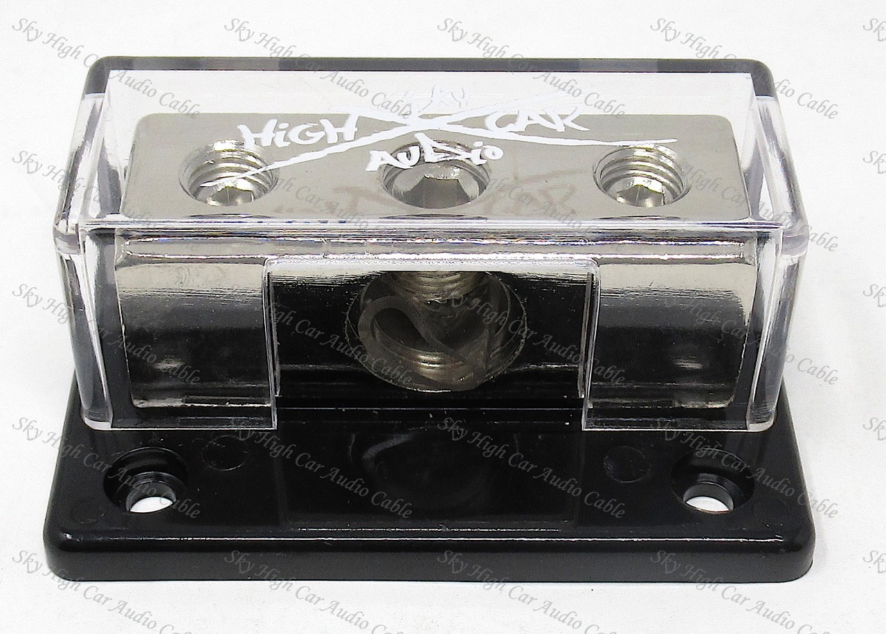 Distribution Block 1/0 or 4 ga Input 2/4/8 ga Output w/ Cover Sky High Car Audio
