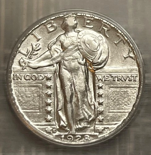 1928-S Standing Liberty quarter, ICG AU-55 details