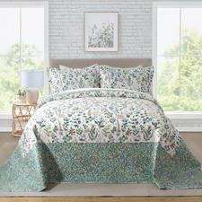 Travan 3-Piece Floral Quilt Super King Quilt Bedding Set, Ultra Soft  Fade Resi