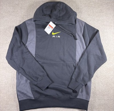 Nike Air Hoodie Mens Large Black Gray Pullover Swoosh Sweatshirt