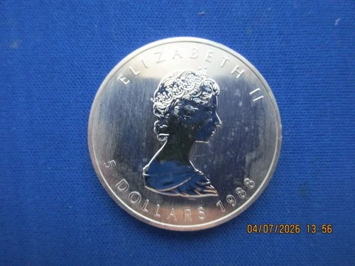 1988 CANADIAN $5.00 COIN 1 OUNCE .9999 FINE SILVER