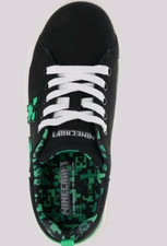 Kids' Minecraft Court Shoes Youth Black And Green Creeper Low Top Sneaker Size 1
