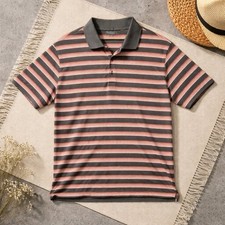 Nike Golf Dri Fit Polo Horizontal Stripes Orange Grey Men  s Lg