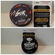 Brock Nelson Autographed Signed 4 Nations USA Puck JSA COA Colorado Avalanche