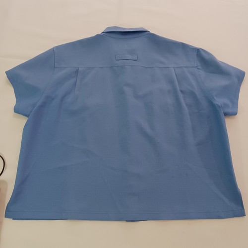 Vintage John Blair RN#81700 Men's Blue Button Up Pockets Short Sleeve Shirt 2XL - Picture 2 of 13