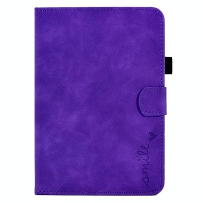 iPad mini 6 Leder Smart Case mit lila geprägtem Lächeln