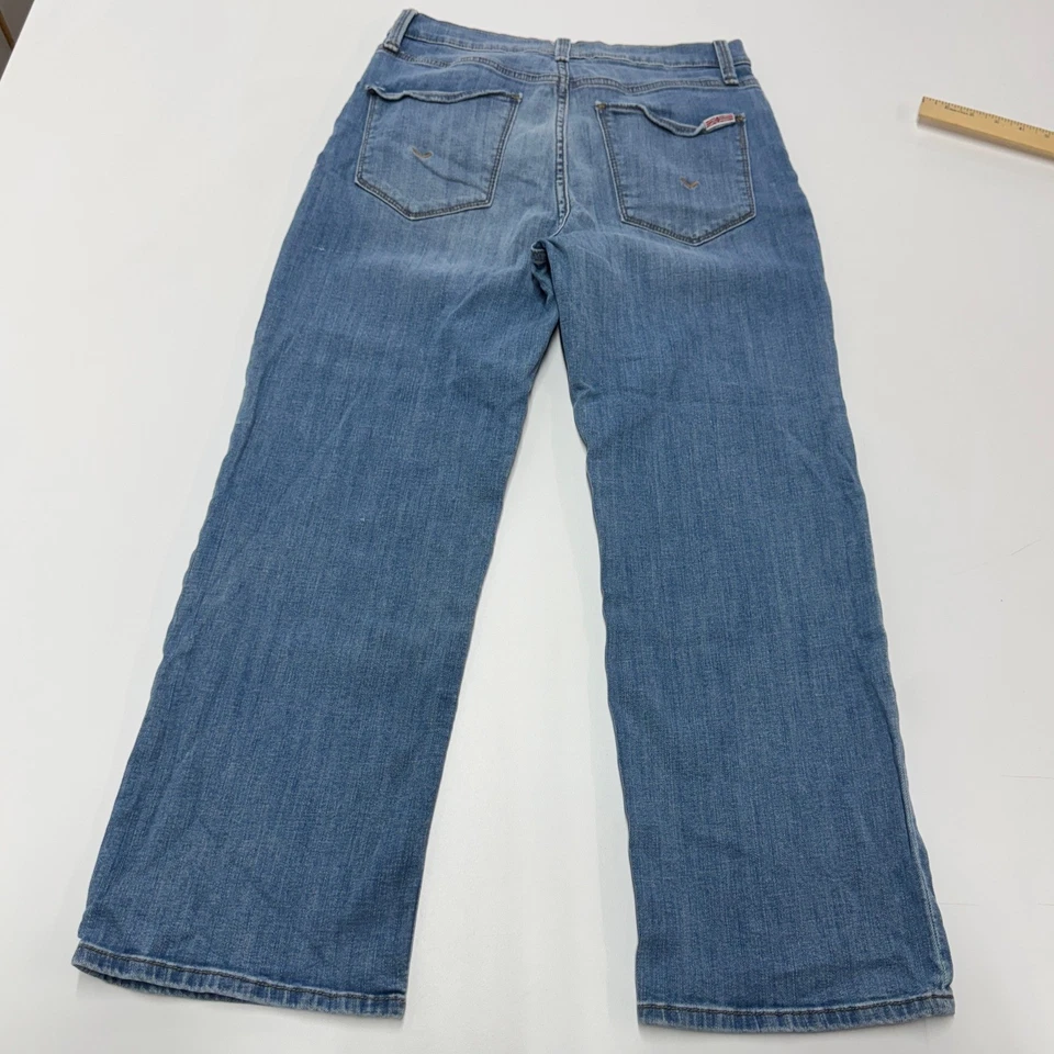 Pantalones de mezclilla Hudson para mujer talla 27 azul NOA pierna ancha recortados descoloridos lavados Foto 3 de 4