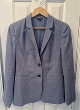 Montego Women  s Slate Blue Linen 2-Button Blazer Size 10
