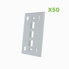 50 X 3-Port Keystone Jack RJ45 CAT Network Faceplate Wall Plate- White w/Windows