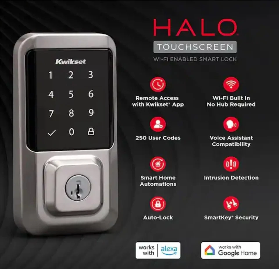 Cerradura inteligente Kwikset 99390-001 Halo Wi-Fi entrada sin llave pantalla táctil cerrojo Foto 2 de 4