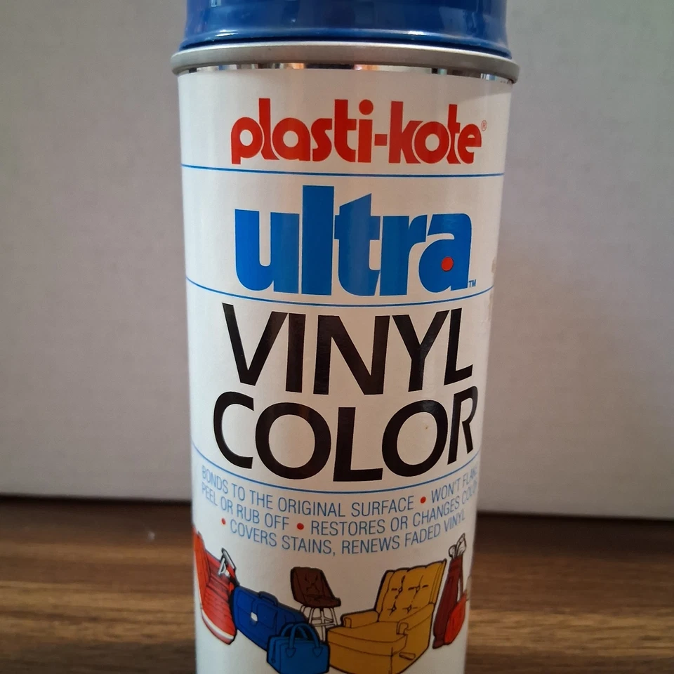 NOS Plasti-Kote Ultra Vinilo 413 Azul Oscuro Pintura en Aerosol Tela Color Foto 4 de 4