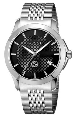 Gucci G-Timeless Herrenuhr Edelstahl Schwarz Zifferblatt Quarz YA1264106