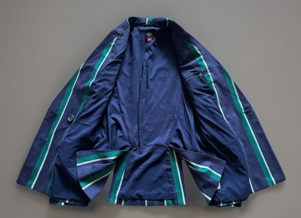 FILA Blazer canottaggio righe doppiopetto verde navy oro bottoni blazer XXS donna