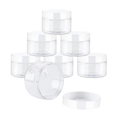 24 Pack 8 oz Plastic Cosmetic Jars with White Lids, Refillable Containers