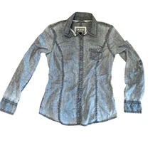 Vintage 90s Guess Jeans 1981 Women's Large acid jean wash chambray shirt