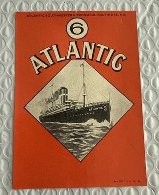 #ad Vintage 1920#x27;s Steamship Atlantic Broom Label Baltimore Nautical Original $4.75