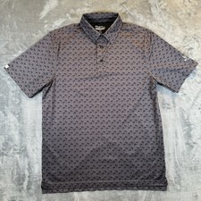 Straight Down Polo Shirt Mens M Black Palm Tree Golf Performance Stretch