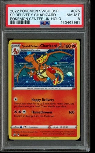 PSA 8 NM-MT Pokemon Special Delivery Charizard Sword & Shield Promo Holo SWSH075